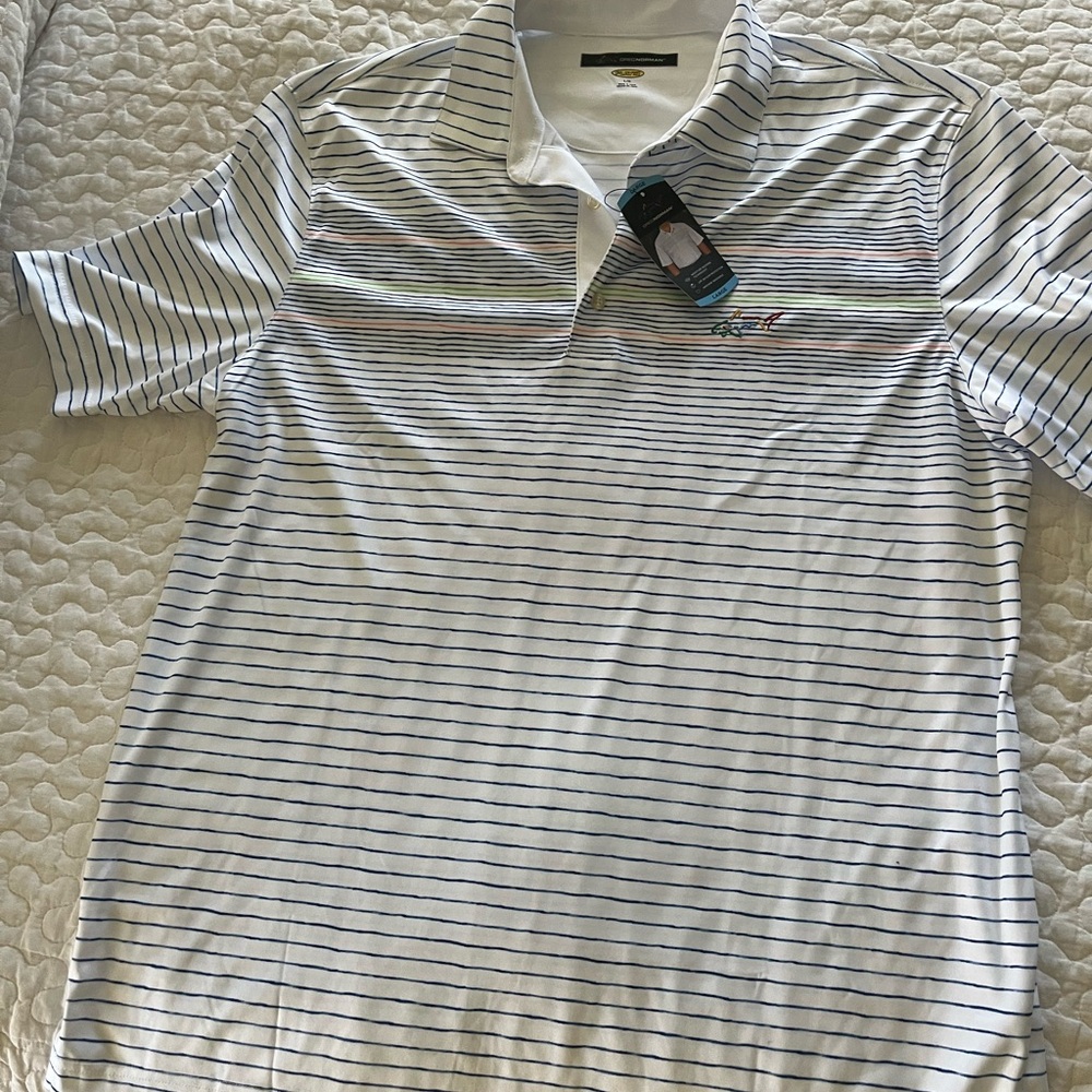 Greg Norman Collection White and Blue Polo Shirt